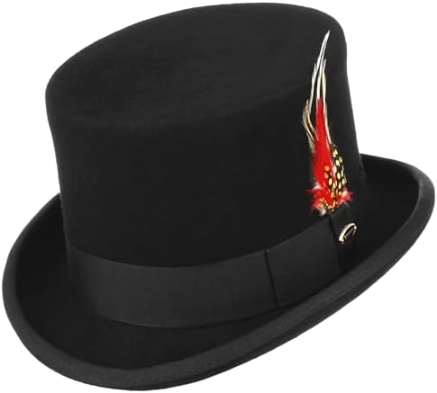 Differenttouch 100% Wool Felt Top Hats Victorian Style Made Hatter